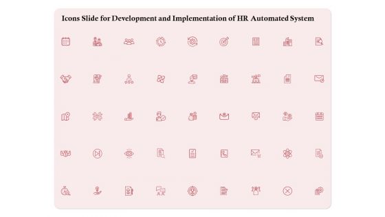 Icons Slide For Development And Implementation Of HR Automated System Ppt File Format Ideas PDF