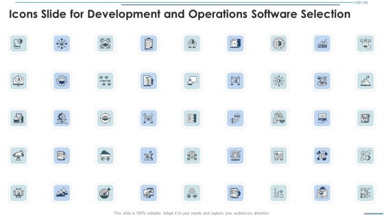 Icons Slide For Development And Operations Software Selection Themes PDF