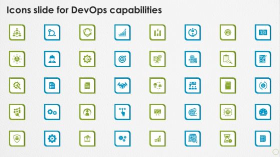 Icons Slide For Devops Capabilities Ppt PowerPoint Presentation Model Good PDF