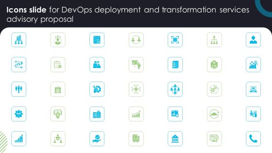 Icons Slide For Devops Deployment And Transformation Services Advisory Proposal Graphics PDF