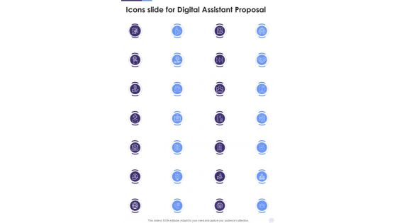 Icons Slide For Digital Assistant Proposal One Pager Sample Example Document Icons Slide For Digital Assistant Proposal One Pager Sample Example Document
