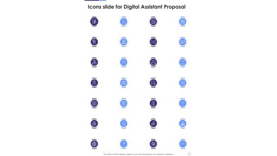 Icons Slide For Digital Assistant Proposal One Pager Sample Example Document