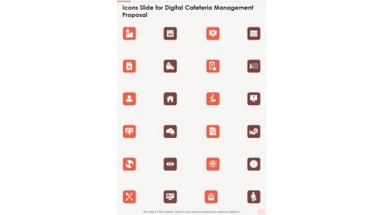 Icons Slide For Digital Cafeteria Management Proposal One Pager Sample Example Document