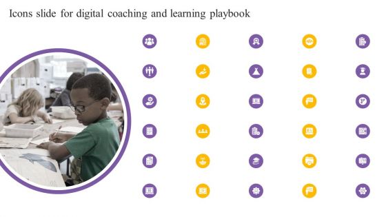 Icons Slide For Digital Coaching And Learning Playbook Professional PDF