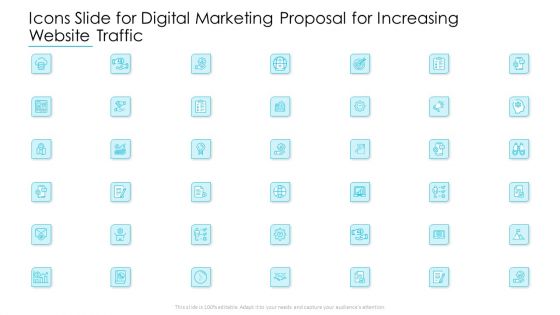 Icons Slide For Digital Marketing Proposal For Increasing Website Traffic Inspiration PDF