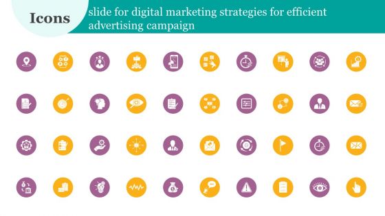 Icons Slide For Digital Marketing Strategies For Efficient Advertising Campaign Ppt Professional Show PDF