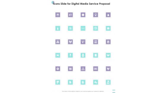 Icons Slide For Digital Media Service Proposal One Pager Sample Example Document