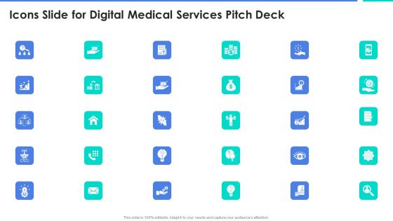 Icons Slide For Digital Medical Services Pitch Deck Topics PDF