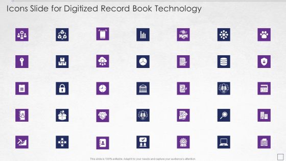 Icons Slide For Digitized Record Book Technology Sample PDF