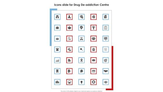 Icons Slide For Drug De Addiction Centre One Pager Sample Example Document