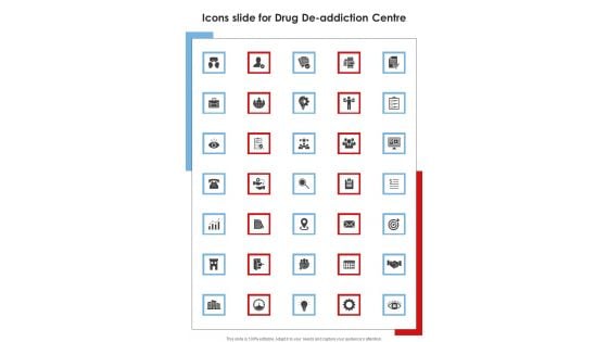 Icons Slide For Drug De Addiction Centre One Pager Sample Example Document Icons Slide For Drug De Addiction Centre One Pager Sample Example Document