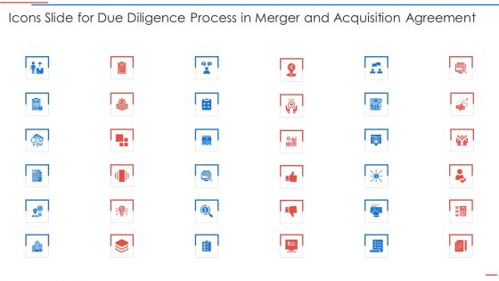 Icons Slide For Due Diligence Process In Merger And Acquisition Agreement Professional PDF