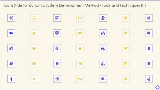 Icons Slide For Dynamic System Development Method Tools And Techniques IT Diagrams PDF