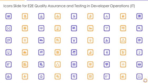 Icons Slide For E2E Quality Assurance And Testing In Developer Operations IT Introduction PDF Template PDF