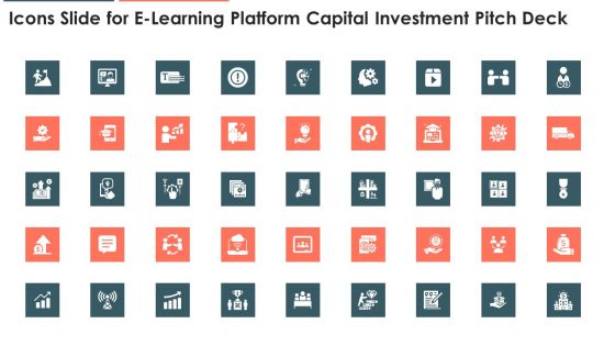 Icons Slide For E Learning Platform Capital Investment Pitch Deck Download PDF