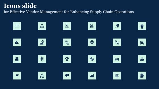 Icons Slide For Effective Vendor Management For Enhancing Supply Chain Operations Clipart PDF