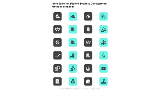 Icons Slide For Efficient Business Development Methods Proposal One Pager Sample Example Document