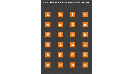 Icons Slide For Electrical Services Bid Proposal One Pager Sample Example Document