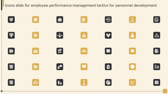 Icons Slide For Employee Performance Management Tactics For Personnel Development Elements PDF