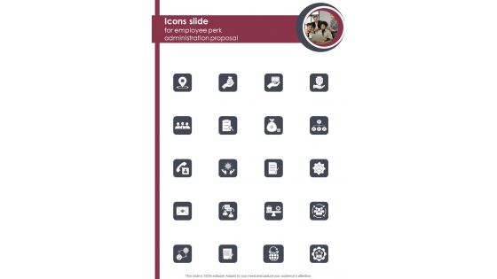 Icons Slide For Employee Perk Administration Proposal One Pager Sample Example Document