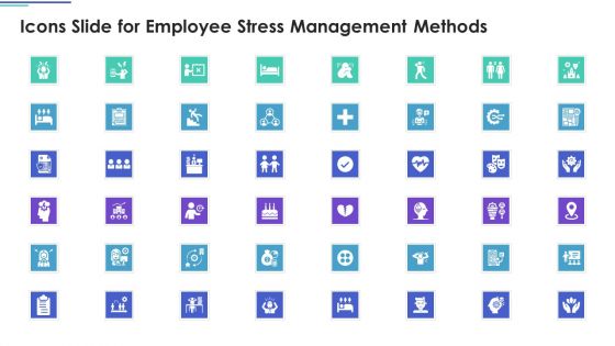 Icons Slide For Employee Stress Management Methods Elements PDF