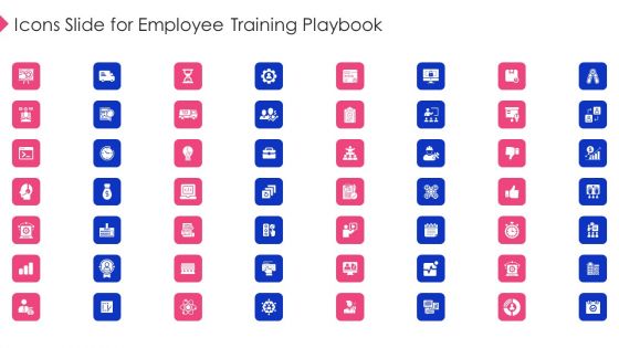 Icons Slide For Employee Training Playbook Formats PDF