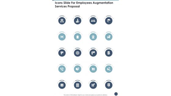 Icons Slide For Employees Augmentation Services Proposal One Pager Sample Example Document Icons Slide For Employees Augmentation Services Proposal One Pager Sample Example Document