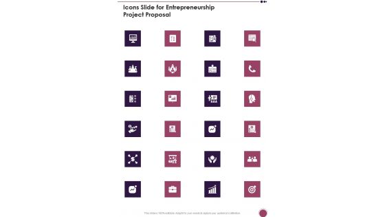 Icons Slide For Entrepreneurship Project Proposal One Pager Sample Example Document Icons Slide For Entrepreneurship Project Proposal One Pager Sample Example Document