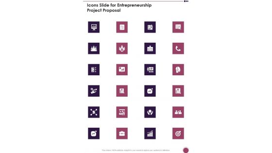 Icons Slide For Entrepreneurship Project Proposal One Pager Sample Example Document