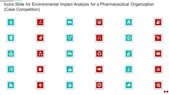 Icons Slide For Environmental Impact Analysis For A Pharmaceutical Organization Case Competition Portrait PDF