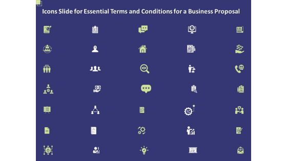 Icons Slide For Essential Terms And Conditions For A Business Proposal Ppt PowerPoint Presentation Gallery Vector PDF