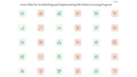 Icons Slide For Establishing And Implementing HR Online Learning Program Ppt Diagram Graph Charts PDF