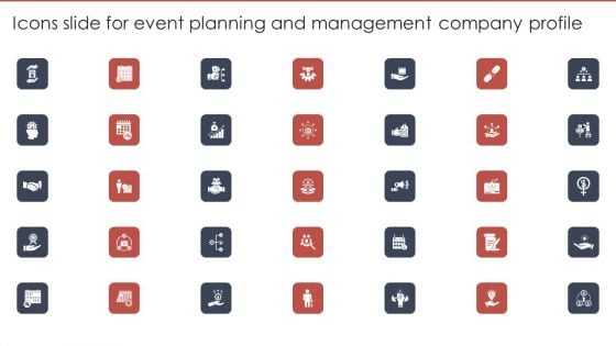 Icons Slide For Event Planning And Management Company Profile Demonstration PDF