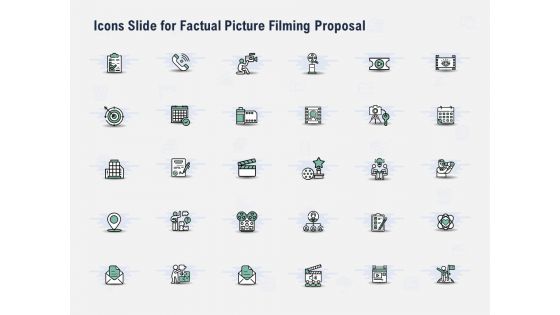 Icons Slide For Factual Picture Filming Proposal Ppt PowerPoint Presentation Model Inspiration PDF