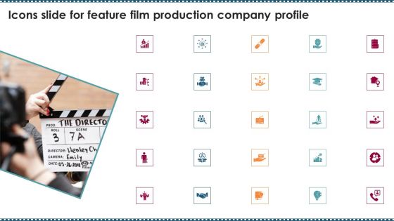 Icons Slide For Feature Film Production Company Profile Pictures PDF