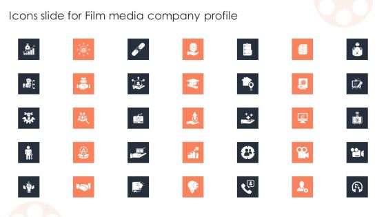 Icons Slide For Film Media Company Profile Film Media Company Profile Ppt PowerPoint Presentation Show Styles PDF