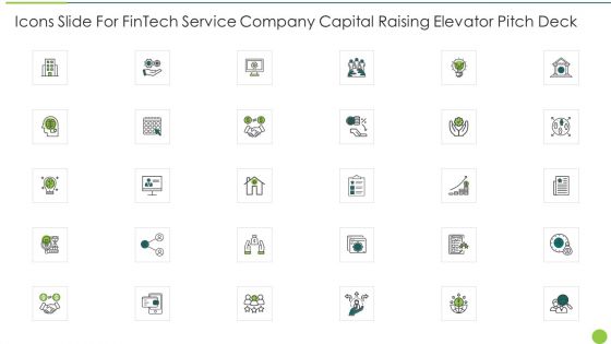 Icons Slide For Fintech Service Company Capital Raising Elevator Pitch Deck Topics PDF