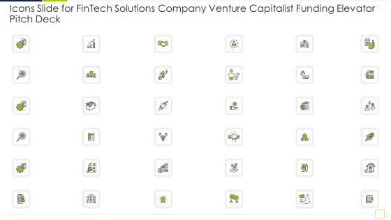 Icons Slide For Fintech Solutions Company Venture Capitalist Funding Elevator Pitch Deck Diagrams PDF