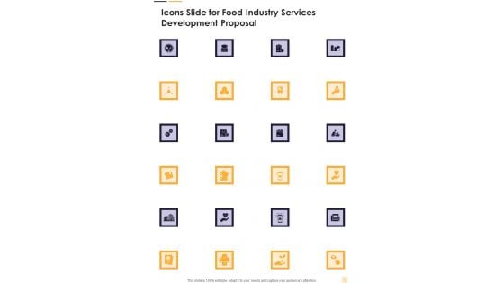 Icons Slide For Food Industry Services Development Proposal One Pager Sample Example Document Icons Slide For Food Industry Services Development Proposal One Pager Sample Example Document