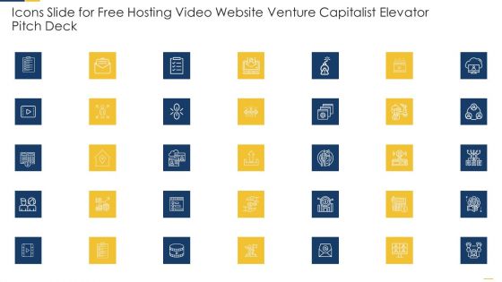 Icons Slide For Free Hosting Video Website Venture Capitalist Elevator Pitch Deck Sample PDF