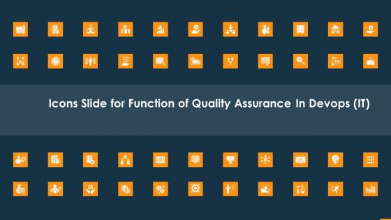 Icons Slide For Function Of Quality Assurance In Devops IT Themes PDF