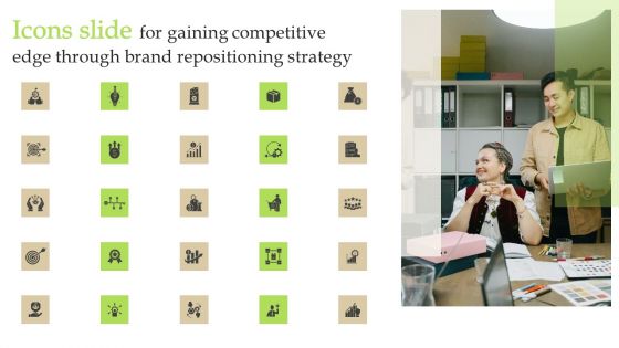 Icons Slide For Gaining Competitive Edge Through Brand Repositioning Strategy Designs PDF