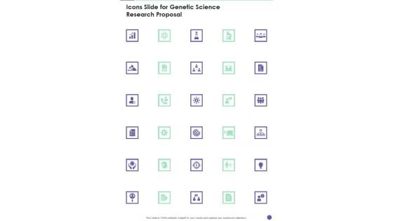 Icons Slide For Genetic Science Research Proposal One Pager Sample Example Document