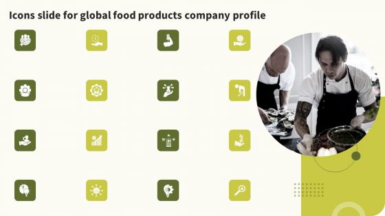 Icons Slide For Global Food Products Company Profile Mockup PDF