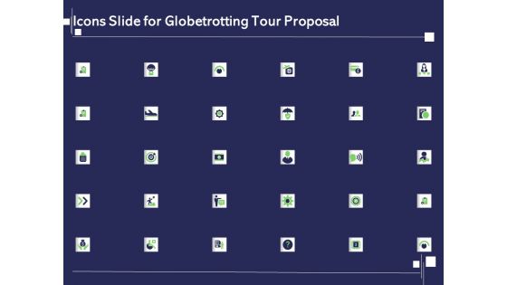 Icons Slide For Globetrotting Tour Proposal Ppt PowerPoint Presentation Show Design Templates PDF