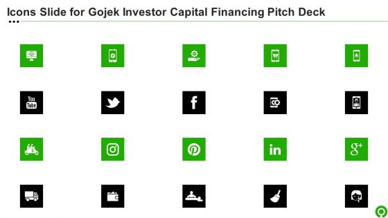 Icons Slide For Gojek Investor Capital Financing Pitch Deck Guidelines PDF