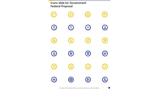 Icons Slide For Government Federal Proposal One Pager Sample Example Document