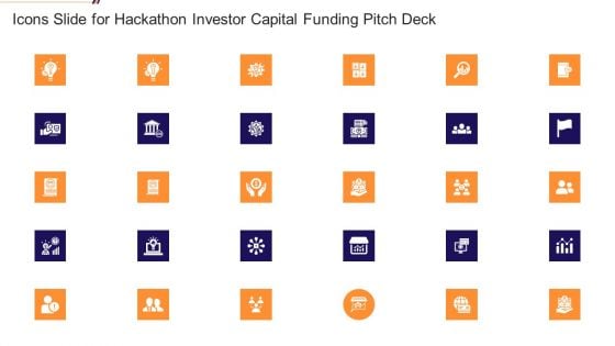 Icons Slide For Hackathon Investor Capital Funding Pitch Deck Download PDF