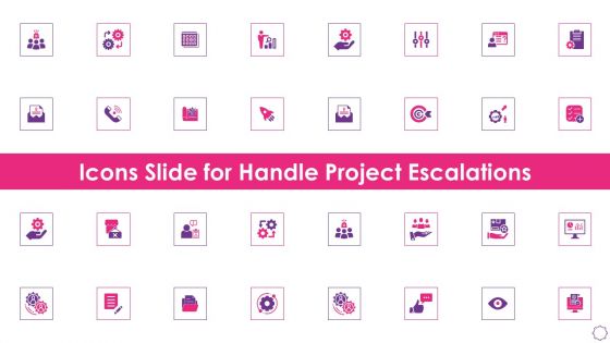 Icons Slide For Handle Project Escalations Ppt Styles Infographic Template PDF