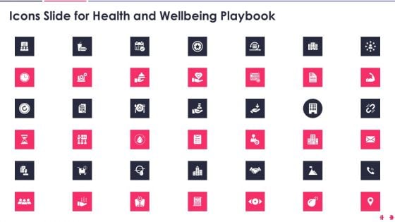 Icons Slide For Health And Wellbeing Playbook Diagrams PDF